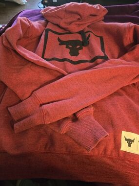 Under Armour Red Pullover Hoodie with Bull Logo